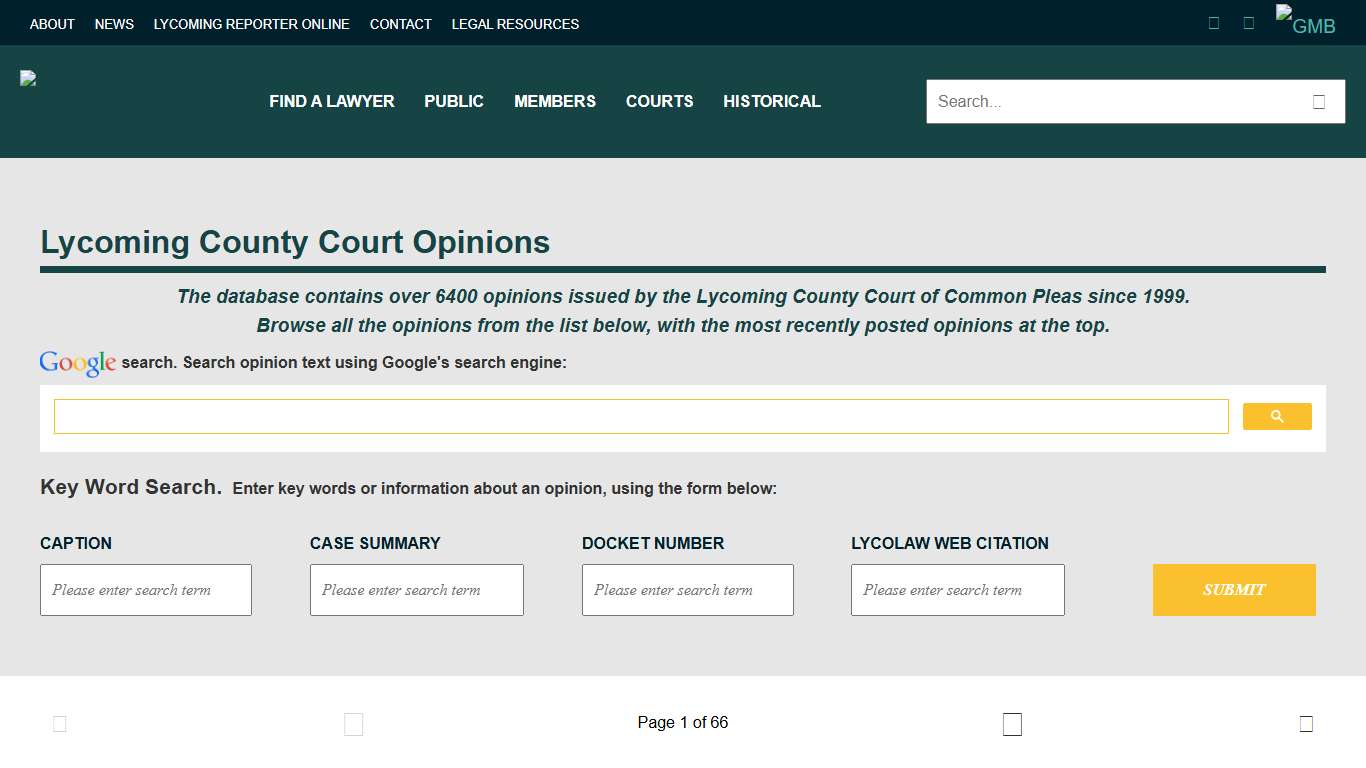 Lycoming County Court Opinions - Lycoming Law Association